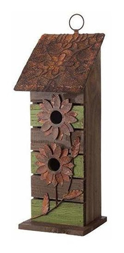 Comederos - Glitzhome Jk90162 Casita Para Pájaros De Madera 