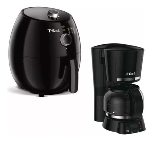 Combo Freidora De Aire Y Cafetera Electrica Negra T-fal