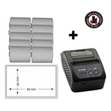 Mini Impressora Bluetooth + 10 Rolos Etiqueta Adesiva 57x30