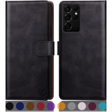 Funda Para Samsung Galaxy S21 Ultra, Negro/billetera/cuero