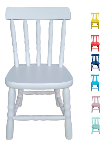 Cadeira Madeira Infantil Colorida Banquinho Para Crianças   