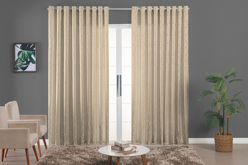 Cortina Jacquard 200 X 1,30 Altura Semi Blackout Sala/quarto