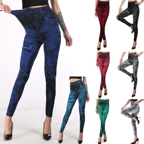 . Leggins Jeans Mallones Ultra Comodos Tipo Mezcilla Premium