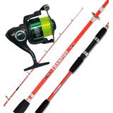 Combo Equipo Pesca Variada Caña 2.40m 2 Tramos + Reel 3 Rul