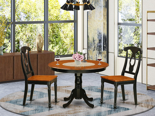 East West Furniture Hlke3-bch-w Juego De Muebles De Comedor 