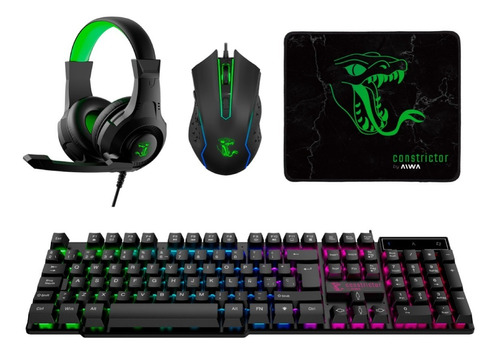 Combo Gamer Auricular Teclado Mouse Constrictor Grootslang