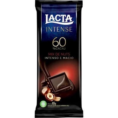 Chocolate Lacta Intense Amargo 60% Cacau Mix De Nuts 85g | MercadoLivre