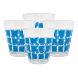 Jogo 4 Copos De Vidro Azul 200ml Drinks E Bebidas Baixo