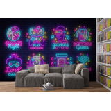 Vinil Adhesivo Tapiz Fotomural Cool Gamer Room Neon Signs