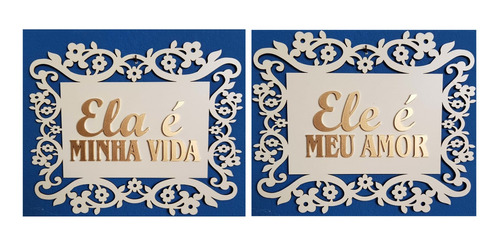 2 Placas Cerimoniais Casamento Cadeiras Noivos Ele É Ela É 