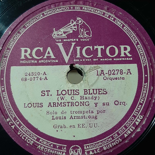 Pasta Louis Armstrong Su Orq Trompeta Rca Victor C249