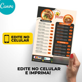 Menu Cardápio Para Pastel Edite E Imprima Fácil - Mod: 025