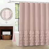 Cortina De Baño Con Volantes Rosa, 72'' X 72'' Westweir Desi