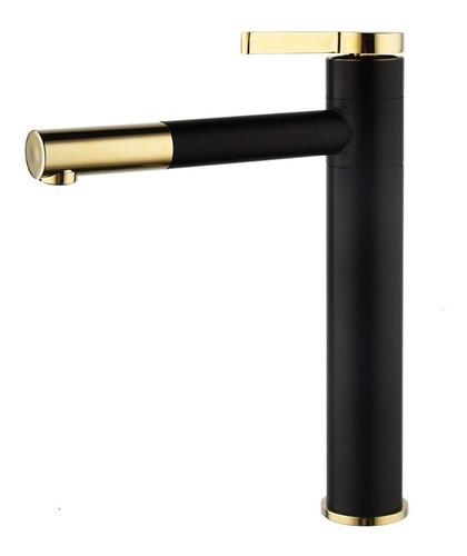 Monomando Mezclador Para Lavabo Negro Con Dorado Alto