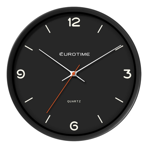 Reloj De Pared Eurotime Quartz Moderno De Diseño Negro