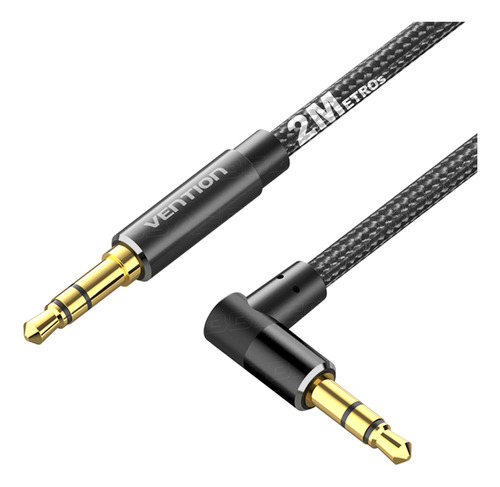 Cable Auxiliar P2 X P2 Macho, 90°, Chapado En Oro, Hifi, 2 M, 2 Metros