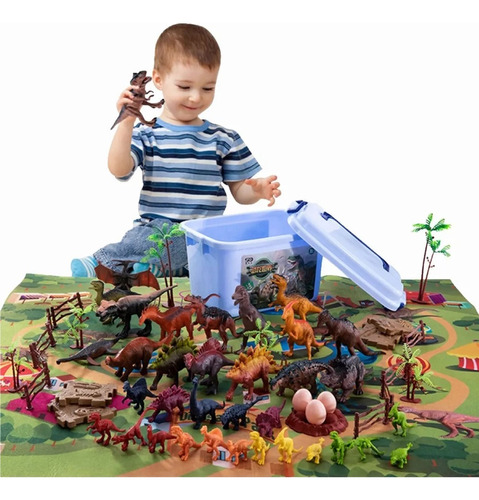 Juguete Dinosaurio Para Niños Con Mapa Y Árbol Y Cajas 88pcs