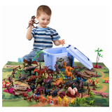 Juguete Dinosaurio Para Niños Con Mapa Y Árbol Y Cajas 88pcs