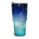 Vaso Termo Para Bebidas 30oz Galaxia Acero Inox Doble Pared Color Azul Claro