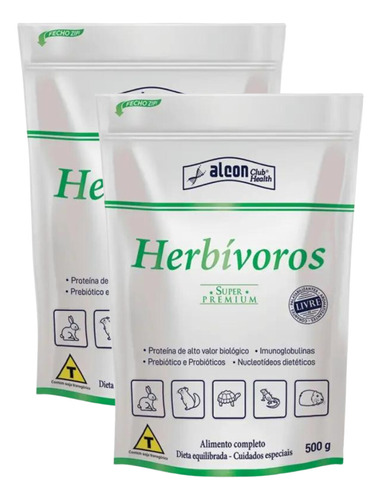 Kit 2 Un - Alcon Club Health Herbívoros Super Premium 500g 