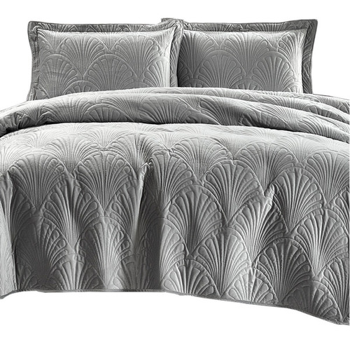 Quilt Liso Velvet Paris Gris Perla Superking