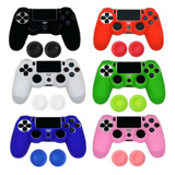 Capinha Borracha Para Controle Ps4 + Protetores Analogico