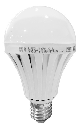 Lámpara Foco Emergencia Led 10w = 100w 3 Horas Autonomía Rosca Edison E27 Luz Día Fría Blanca Color Blanco