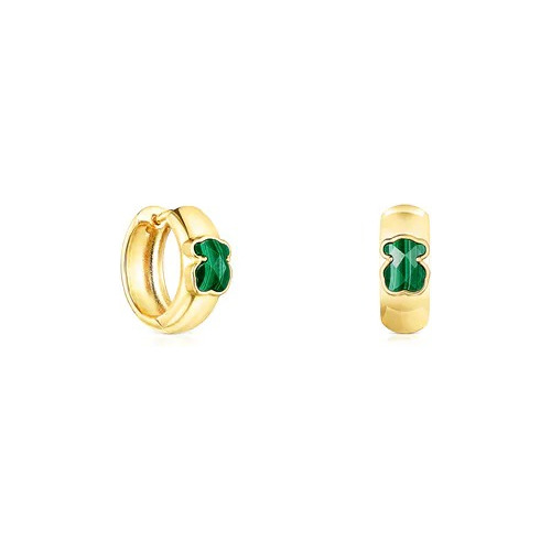 Aretes Tous Piedra De Jade Verde Color Oro Dorados