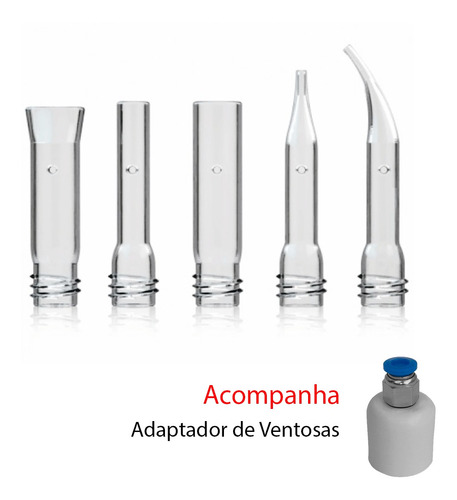 Kit Ventosas Faciais 5 Ponteiras Vacuo Endermo + Adaptador