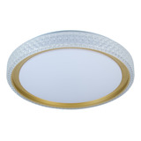 Plafon Led Cristal Redondo Branco/dourado 36w Com Controle