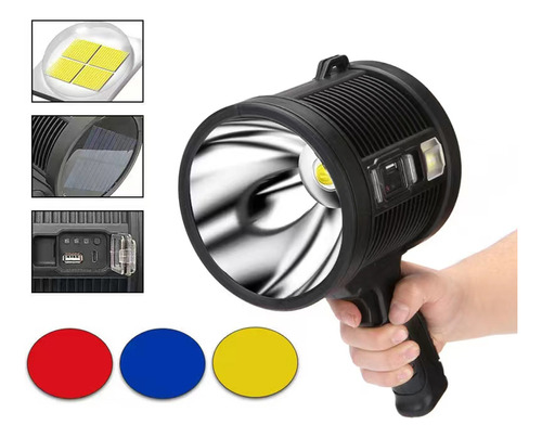 Linterna Led Recargable, Potente Faro Blanco Fuerte Hunting