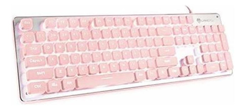 Teclado De Computadora, Langtu Teclado Rosa Con  Ilumina