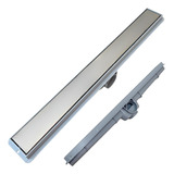 Ralo Linear Oculto 5cm X 50cm Inox Com Tela E Cocho Cinza