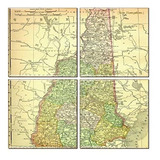 Posavasos De Mapa Antiguo De New Hampshire (juego De 4)