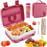 Bento Box Hermetico Lonchera Portátil 8pcs Para Niños Adulto Color Rosa