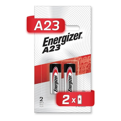 Energizer - Pila Alcalina A23 Cilíndrica - Blister 2 Unidades - 12V 55 mAh - Para Controles, Alarmas y Dispositivos Electrónicos | MercadoLibre