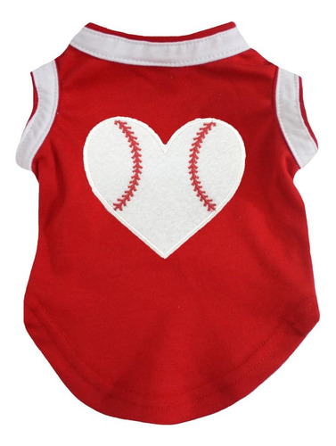 Petitebella Baseball Heart Puppy Dog Shirt (rojo, Pequeño)