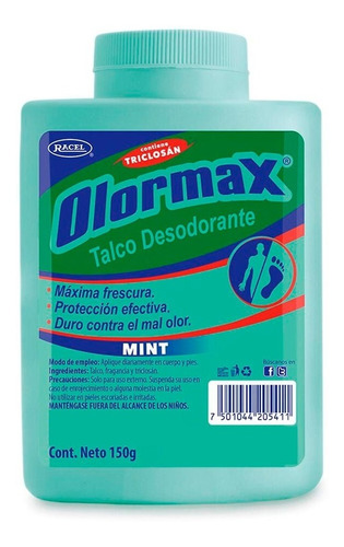 Talco Desodorante Racel Olormax Mint Polvo 150 Gr. - Cfr
