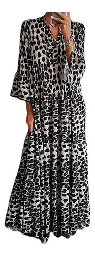 Leopard Print Bohemian Long Dress