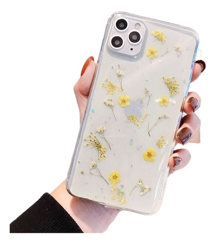 Funda De Teléfono Transparente De Flores Secas Para iPhone 1
