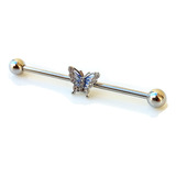 Piercing Industrial, Transversal, Mariposa, Femenino