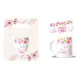 Kit Taza Y Caja, Frase Feliz Dia De La Abuelita,11oz, Flores