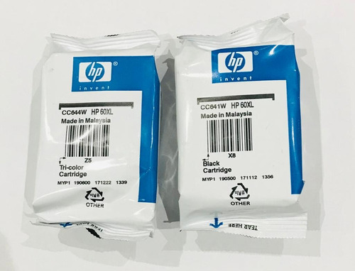 Combo Hp 60xl Negro + 60 Xl Color Originales En Blister.