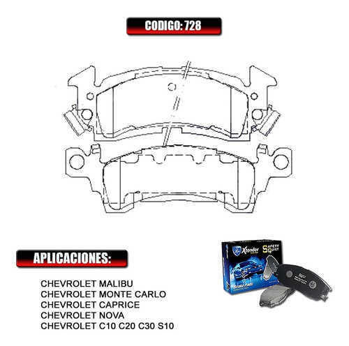 Pastilla De Freno Delantera Chevrolet Montecarlos 1977  728 Foto 2