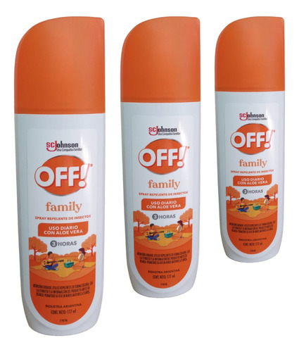 Off Family Spray Repelente Mosquitos 177cc X3