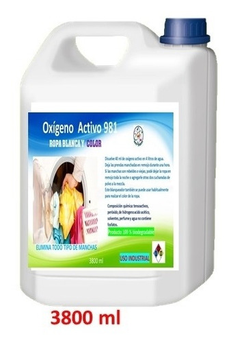 Oxigeno Activo Ropa Color  Y Blanca - L a $8500