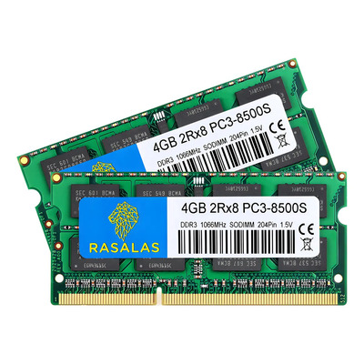Memoria RAM DDR3 SODIMM Rasalas 8GB (2x4GB) 1066MHz Para Sodimm Para Computadora Portátil 204-pin Laptops | Meses sin interés