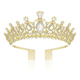 Diadema De Cristal Con Forma De Corona De Tiara Plateada Par