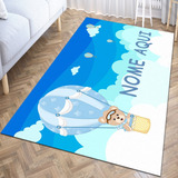 Tapete Infantil Urso Baloeiro 60x120 C/ Nome Personalizado