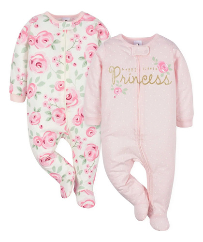 Set X 2 Pijamas Enterizas Carters Niña Recien Nacida 